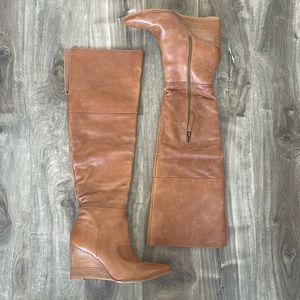 Matisse Sayde Over the Knee Wedge Leather Boots - size 9